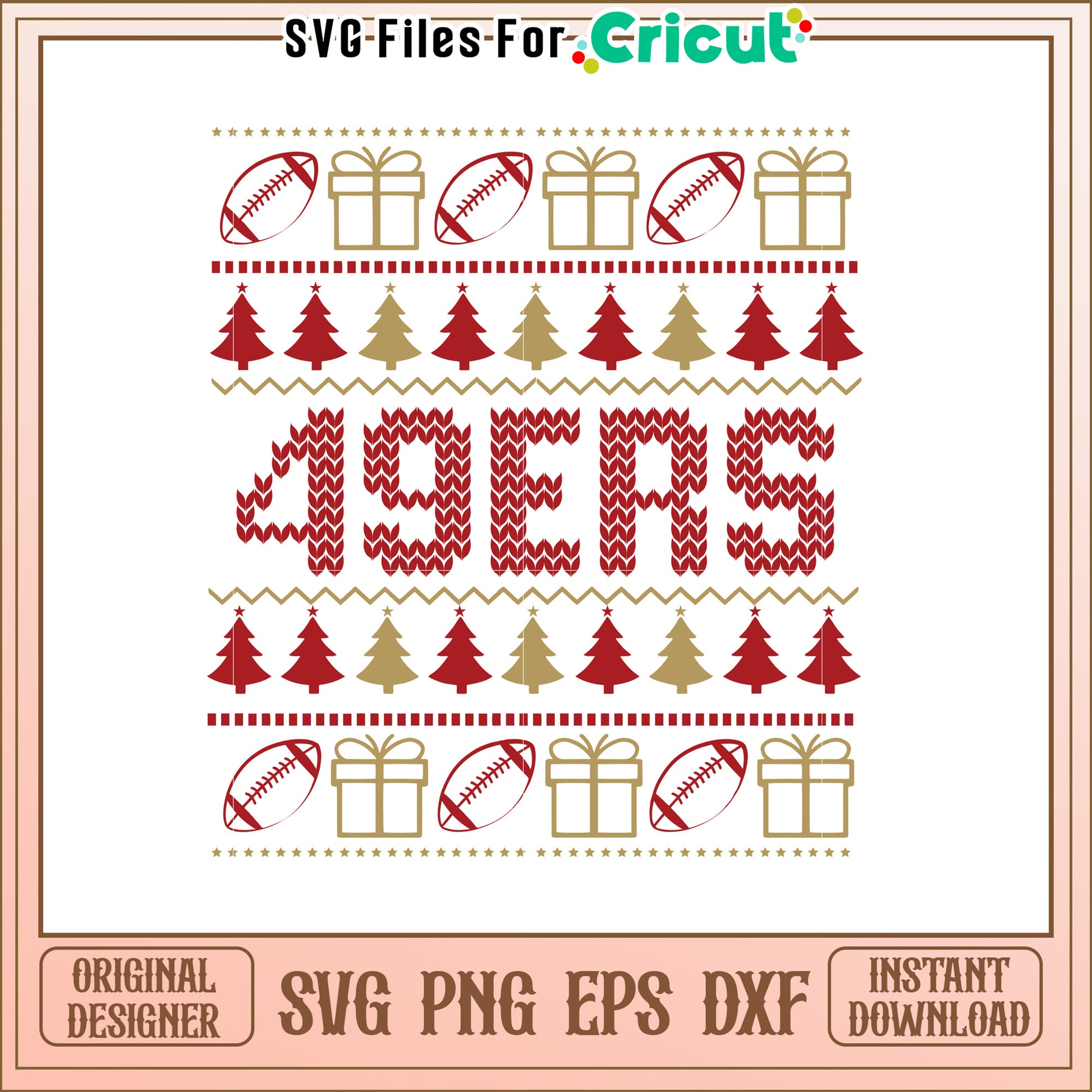 49ers Holiday SVG Design with Trees and Gifts