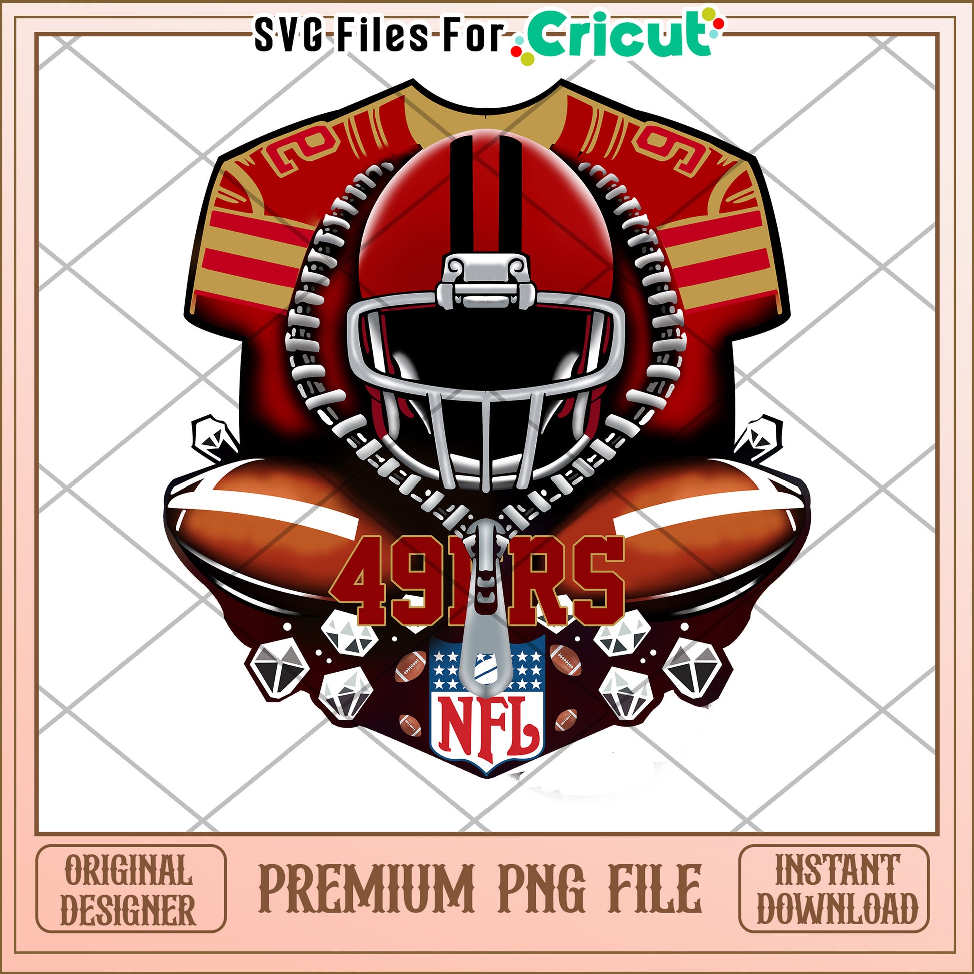 49ers NFL Football Design, Premium PNG File for Cricut Crafts