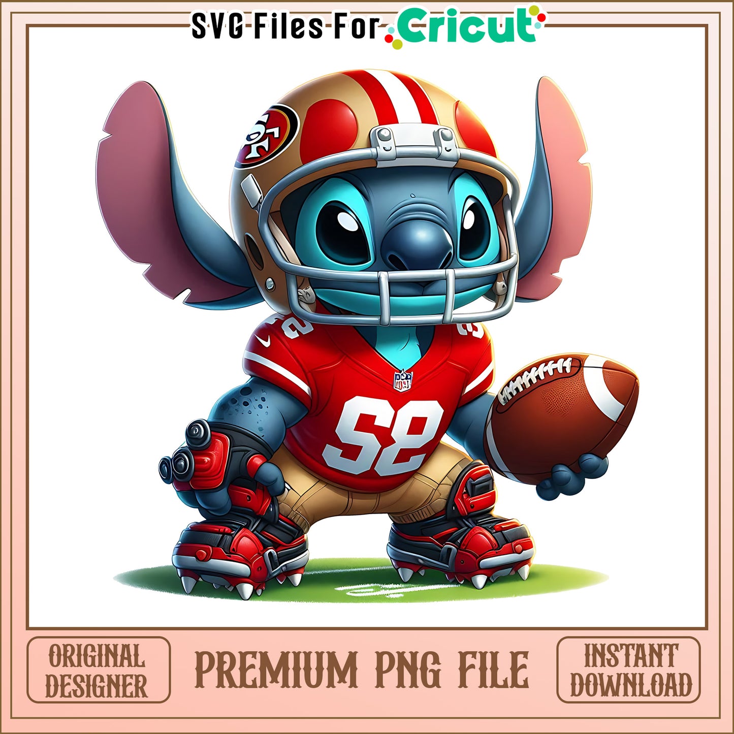 49ers Stitch and rugby ball png, San Francisco 49ers png, NFL png
