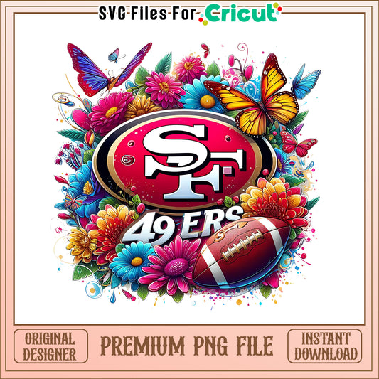49ers logo vintage flower png, San Francisco 49ers png, NFL png