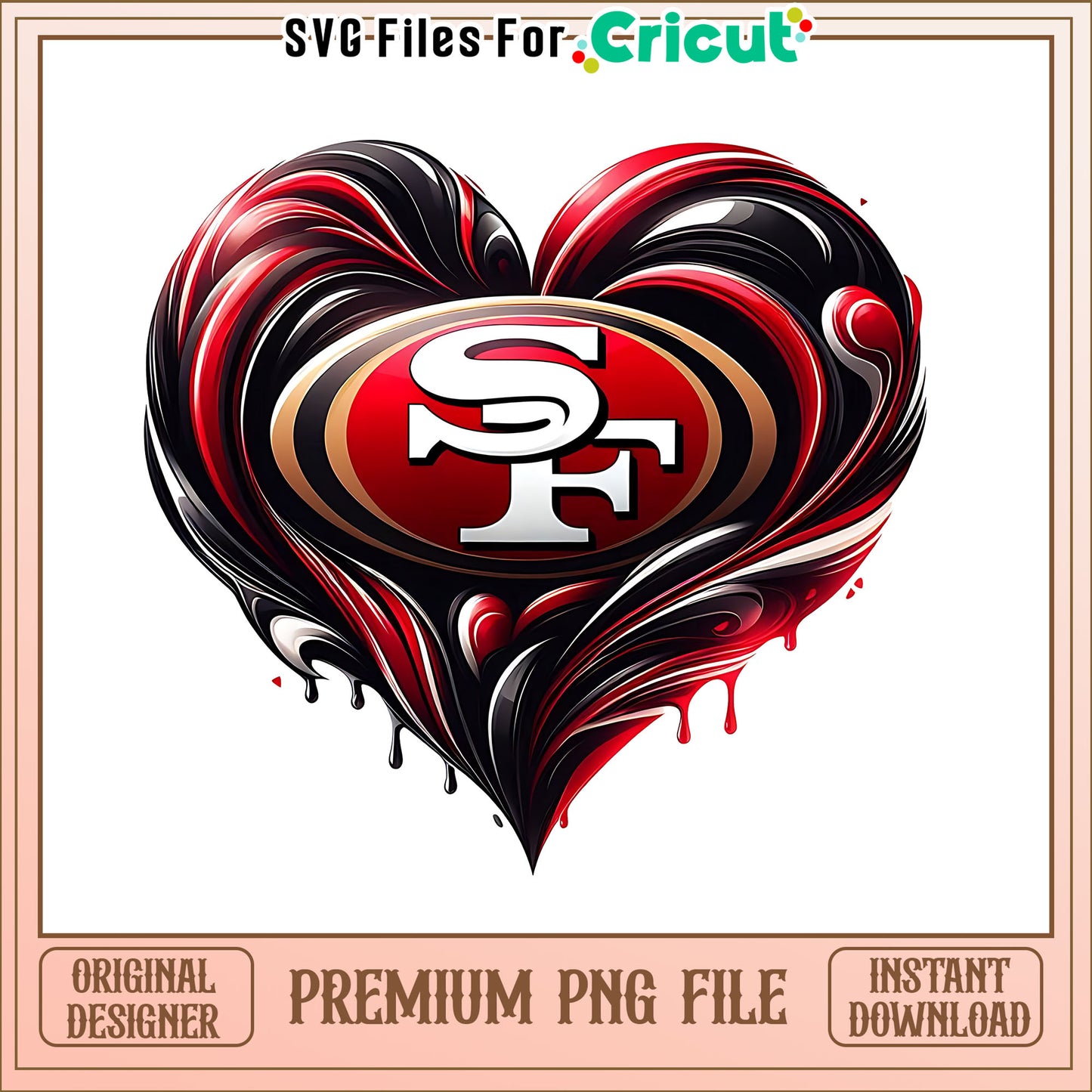 49ers logo vintage heart png, San Francisco 49ers png, NFL png