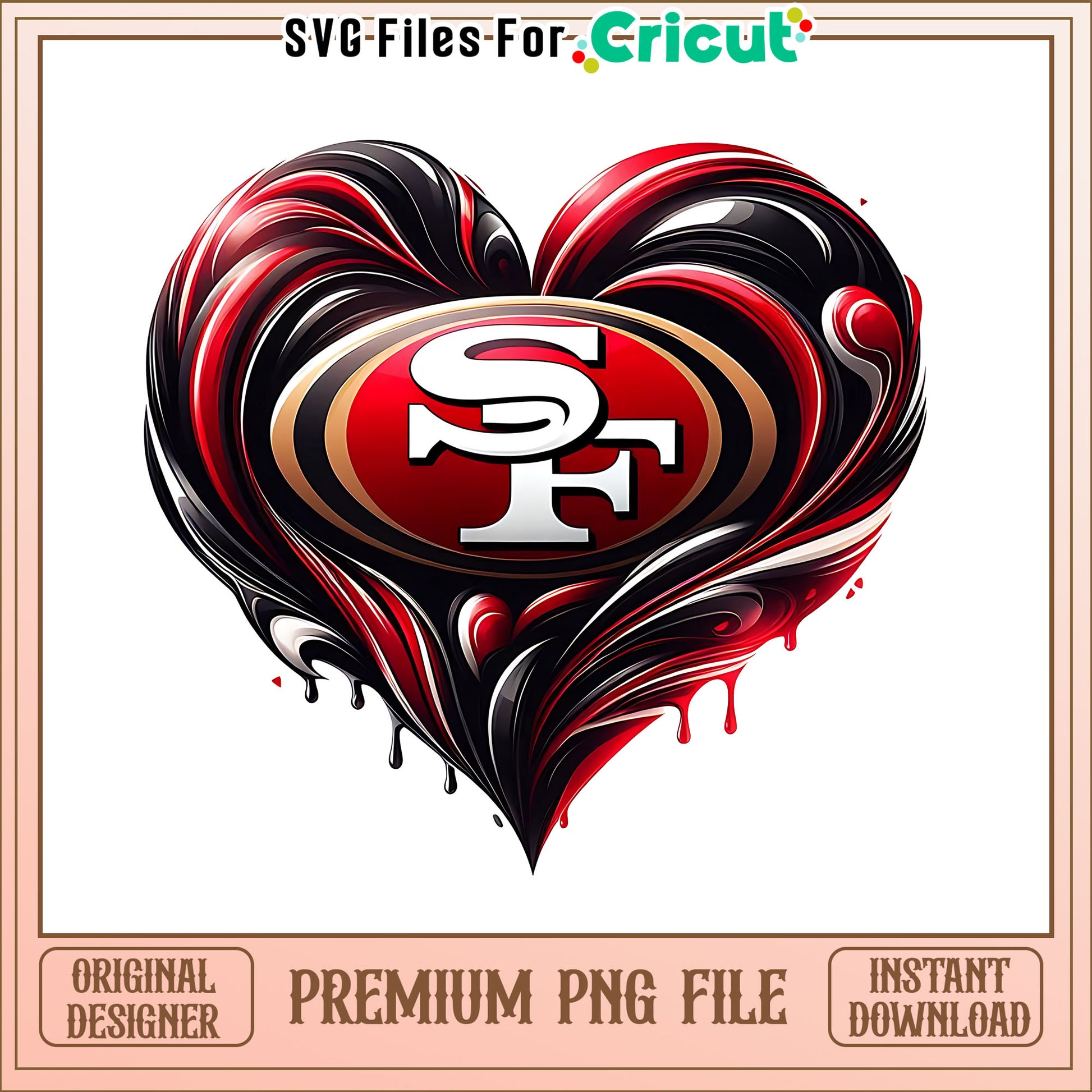 49ers logo vintage heart png, San Francisco 49ers png, NFL png
