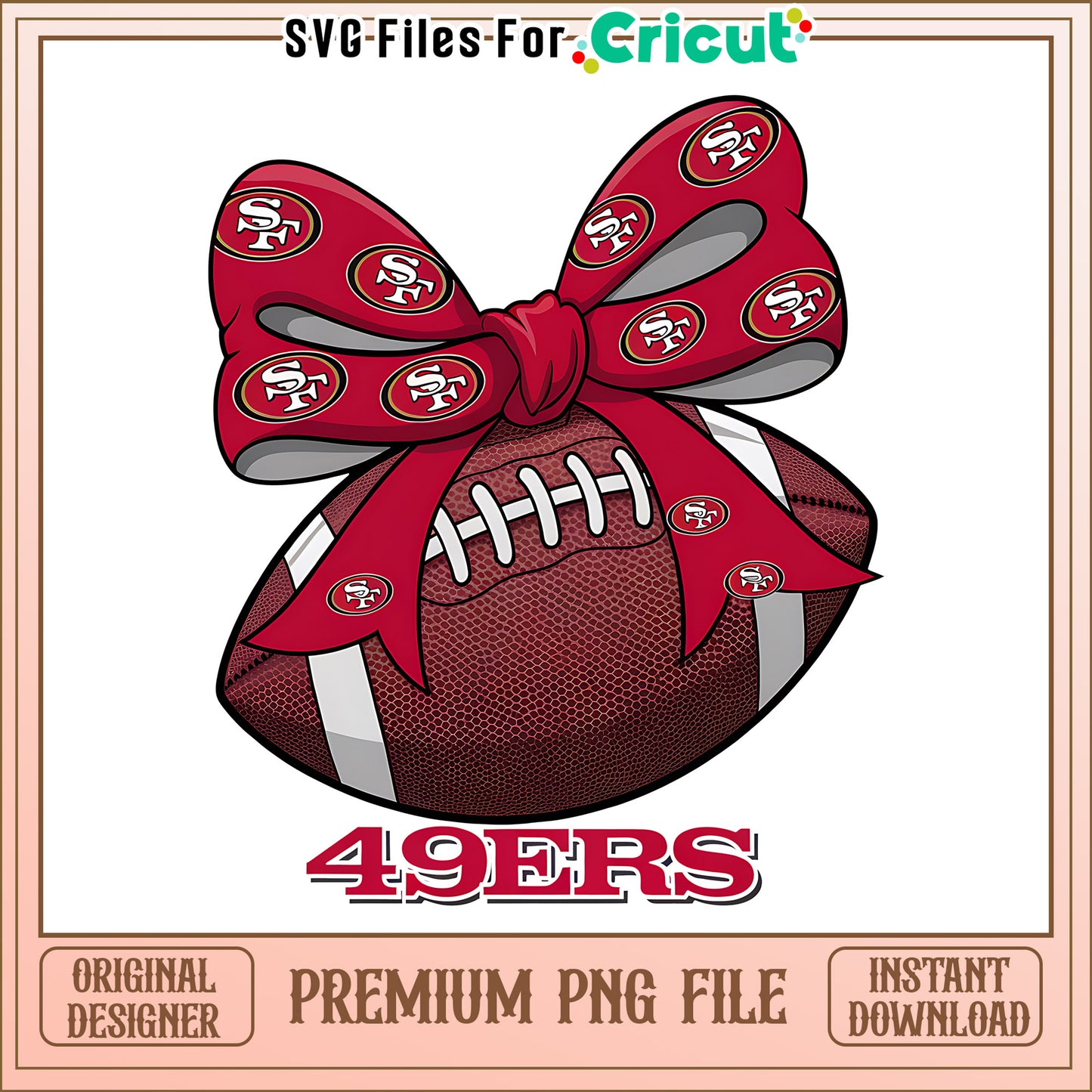 49ers rugby ball and bow png, San Francisco 49ers png, NFL png
