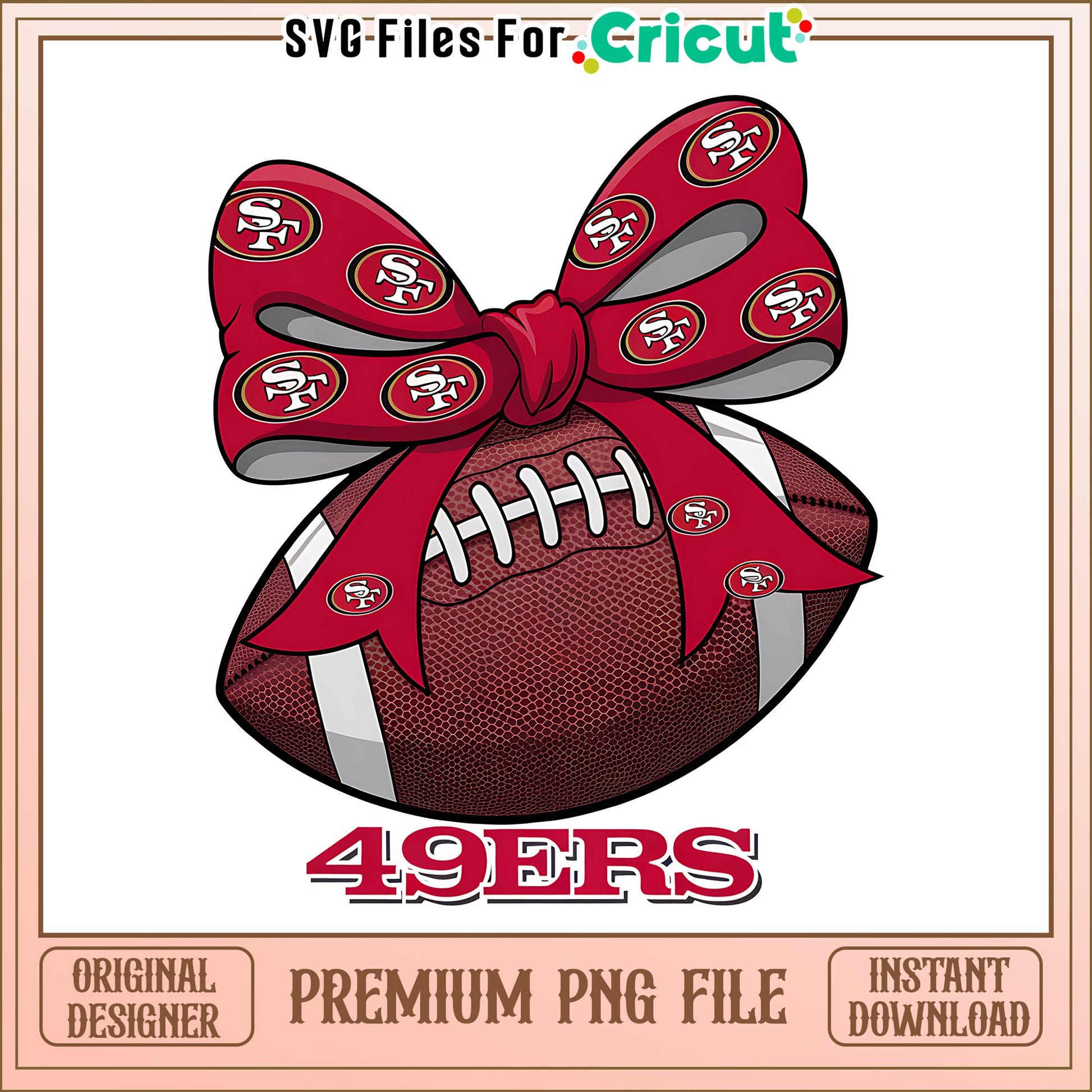 49ers rugby ball and bow png, San Francisco 49ers png, NFL png