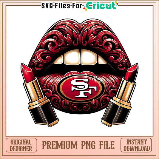 49ers vintage lips design png, San Francisco 49ers png, NFL png