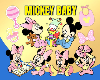 Mickey Baby Clipart PNG bundle