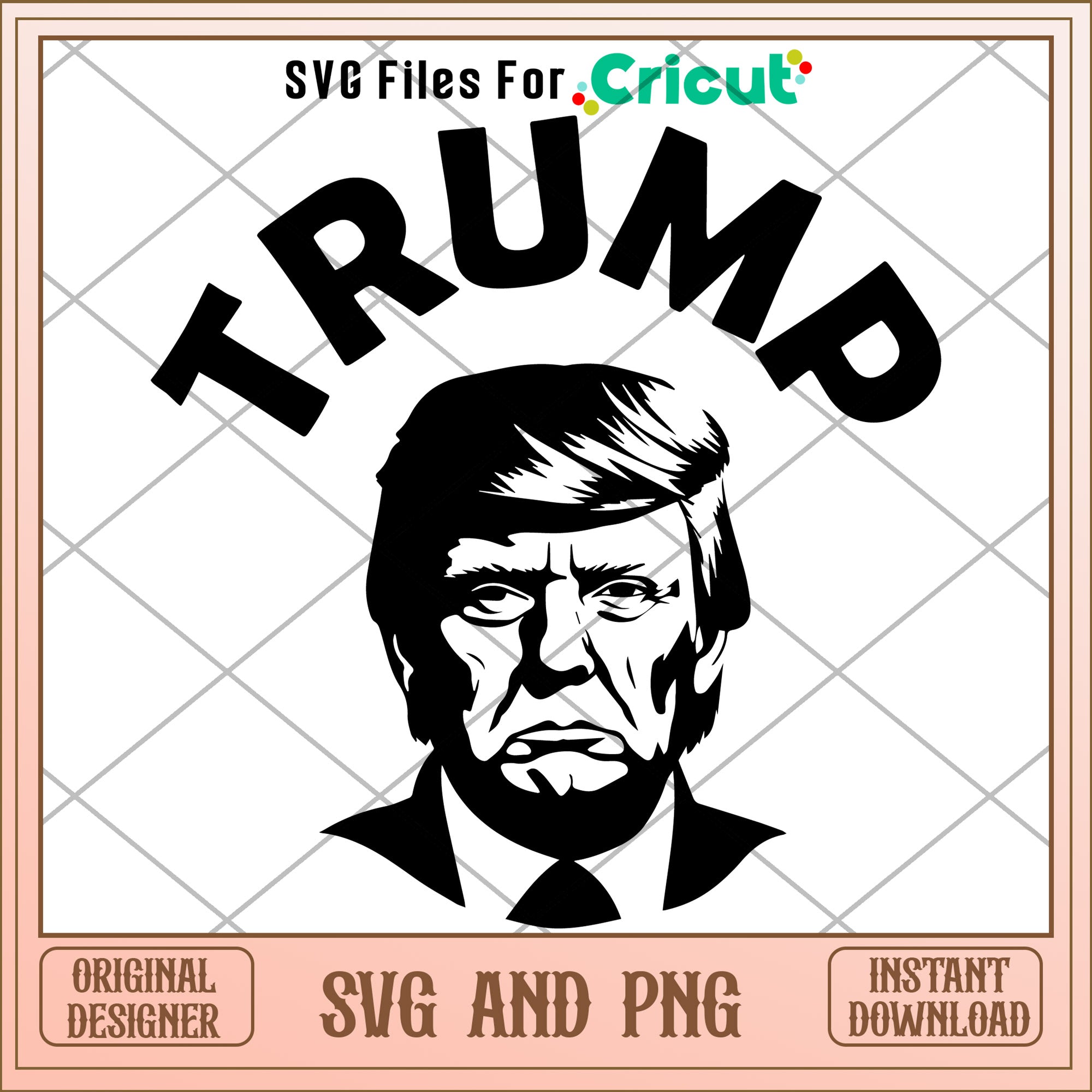 Trump face black white design SVG – svg files for cricut