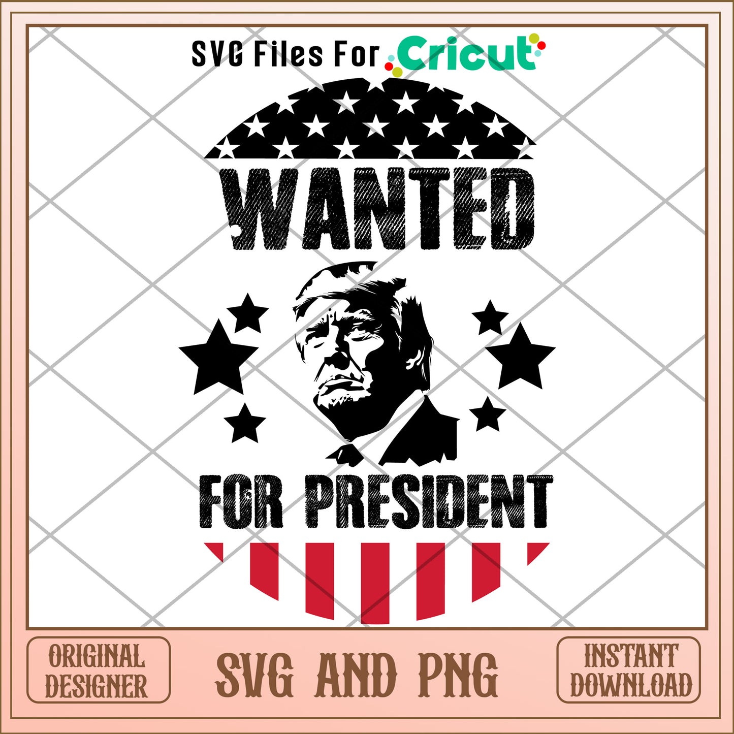 Wanted trump for president 2024 SVG