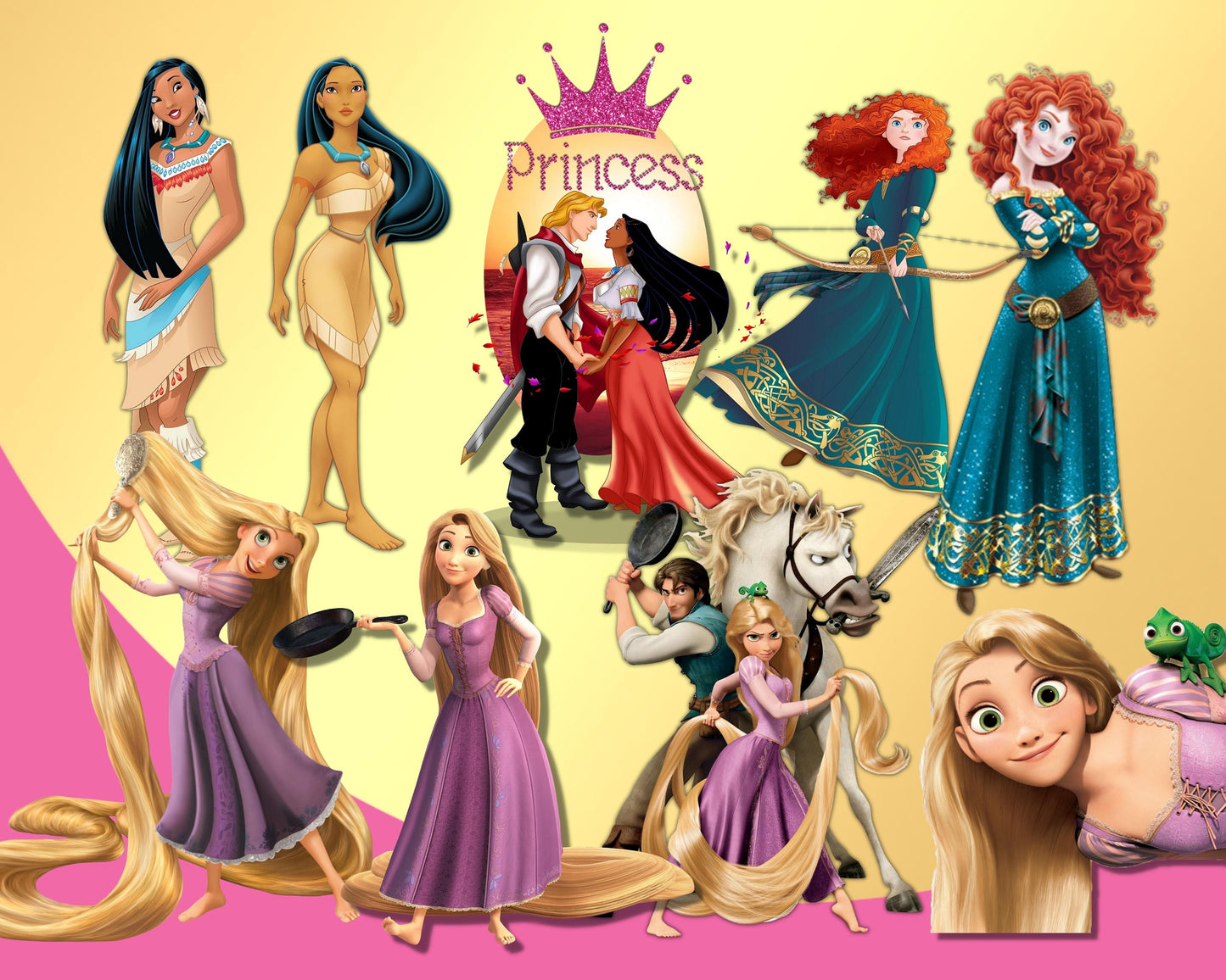 Disney Princess Clipart PNG Bundle