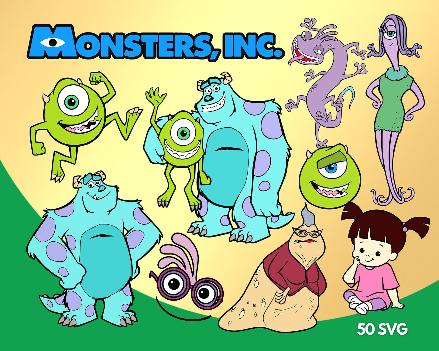 Monsters Inc. Clipart SVG, PNG bundle