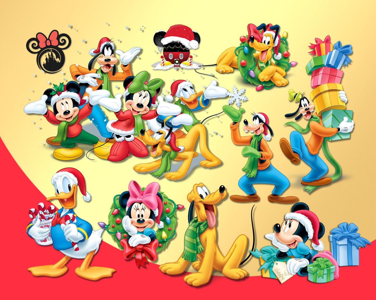 Mickey Christmas Clipart SVG, PNG bundle