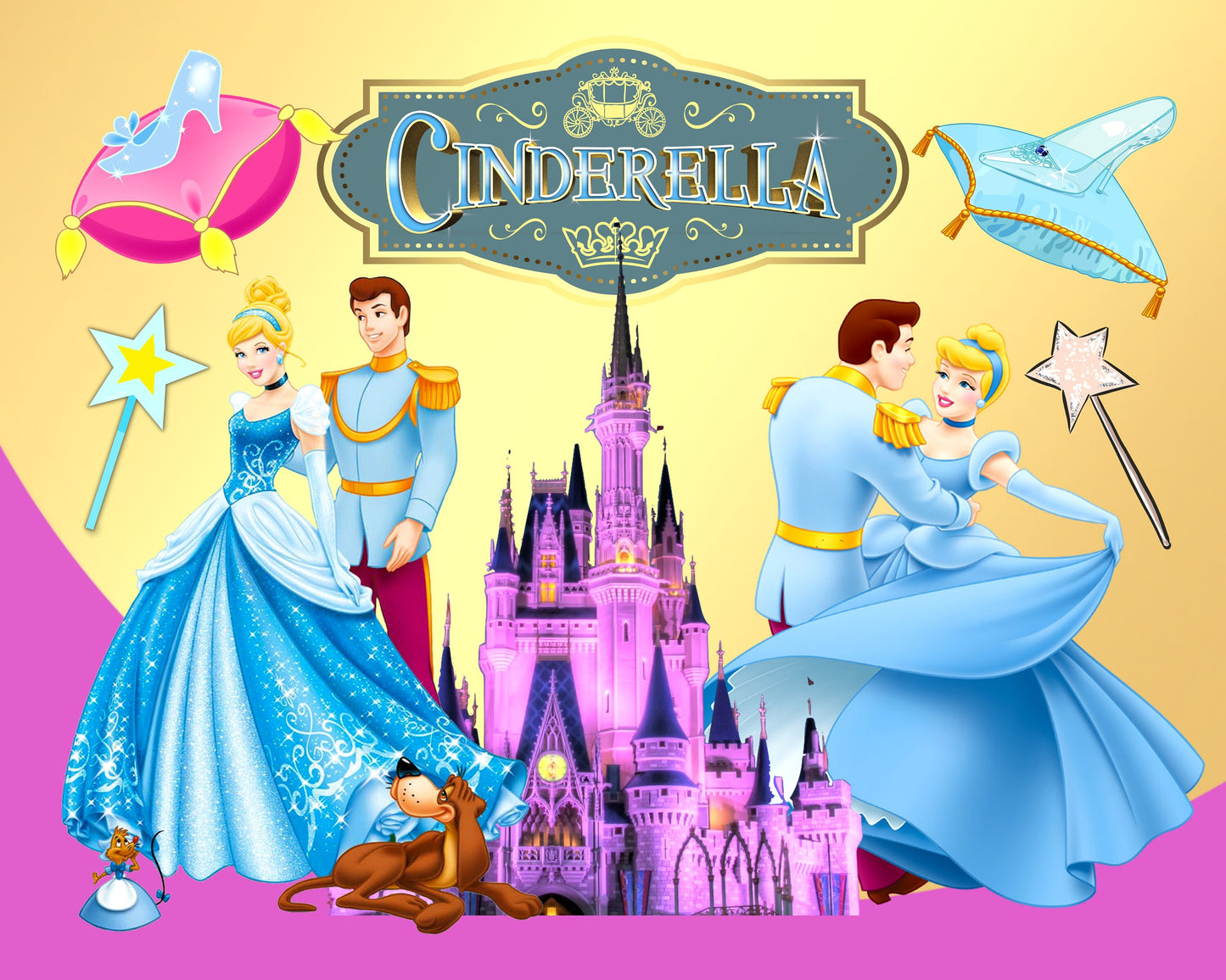 Cinderella disney Clipart PNG bundle