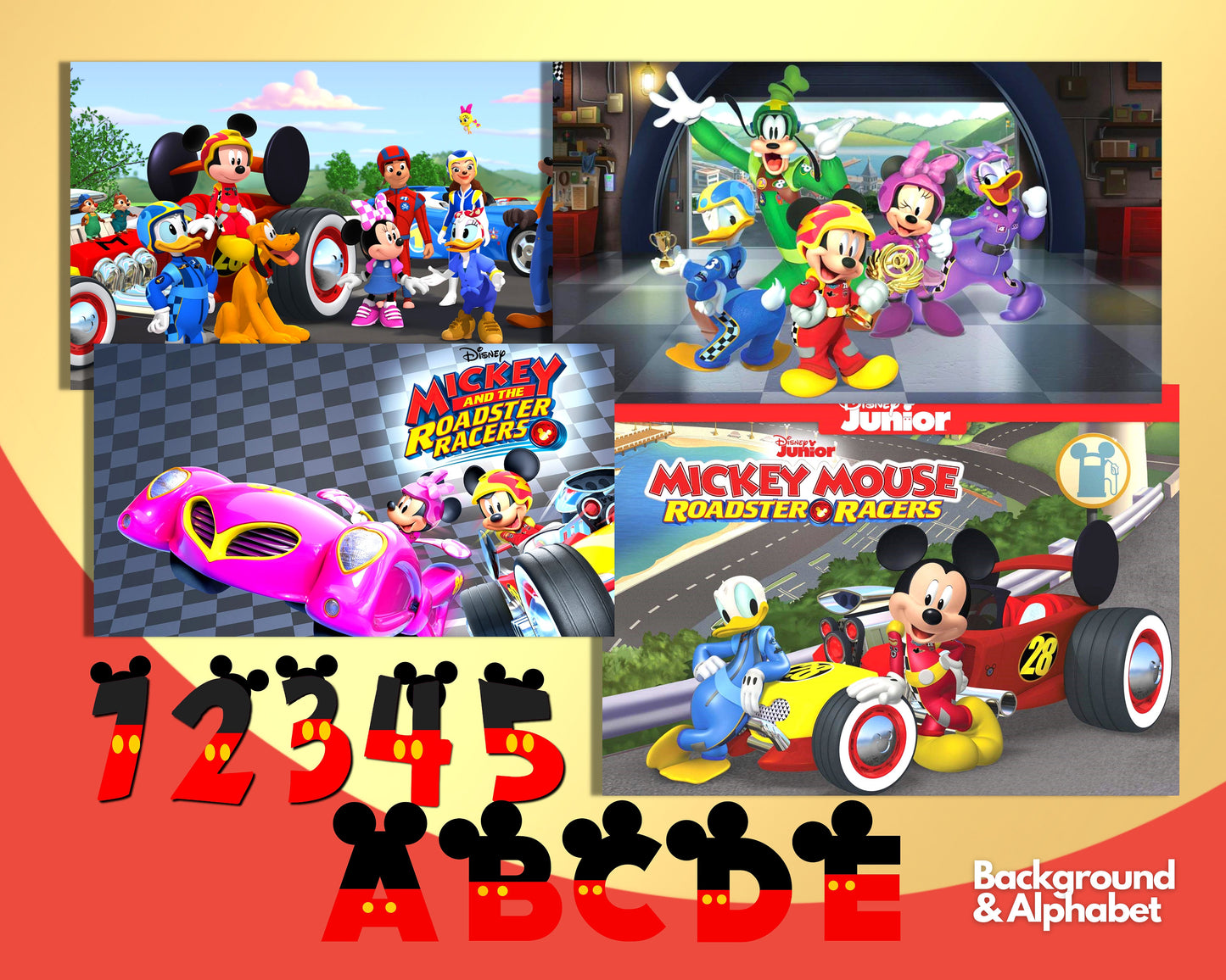 Mickey and Roadster Racers Clipart PNG bundle