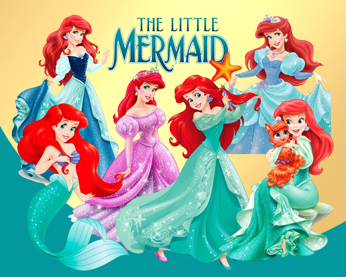 Little Mermaid Clipart SVG, PNG bundle