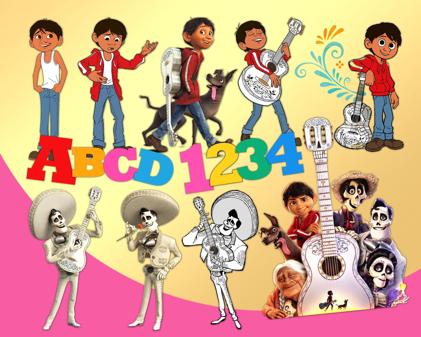 Coco disney Clipart PNG bundle