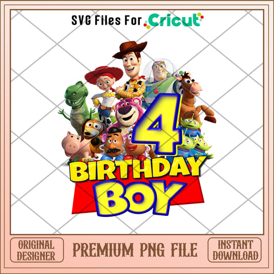 4th  Birthday Boy toy story png, Toy Story Characters png, Digital Download