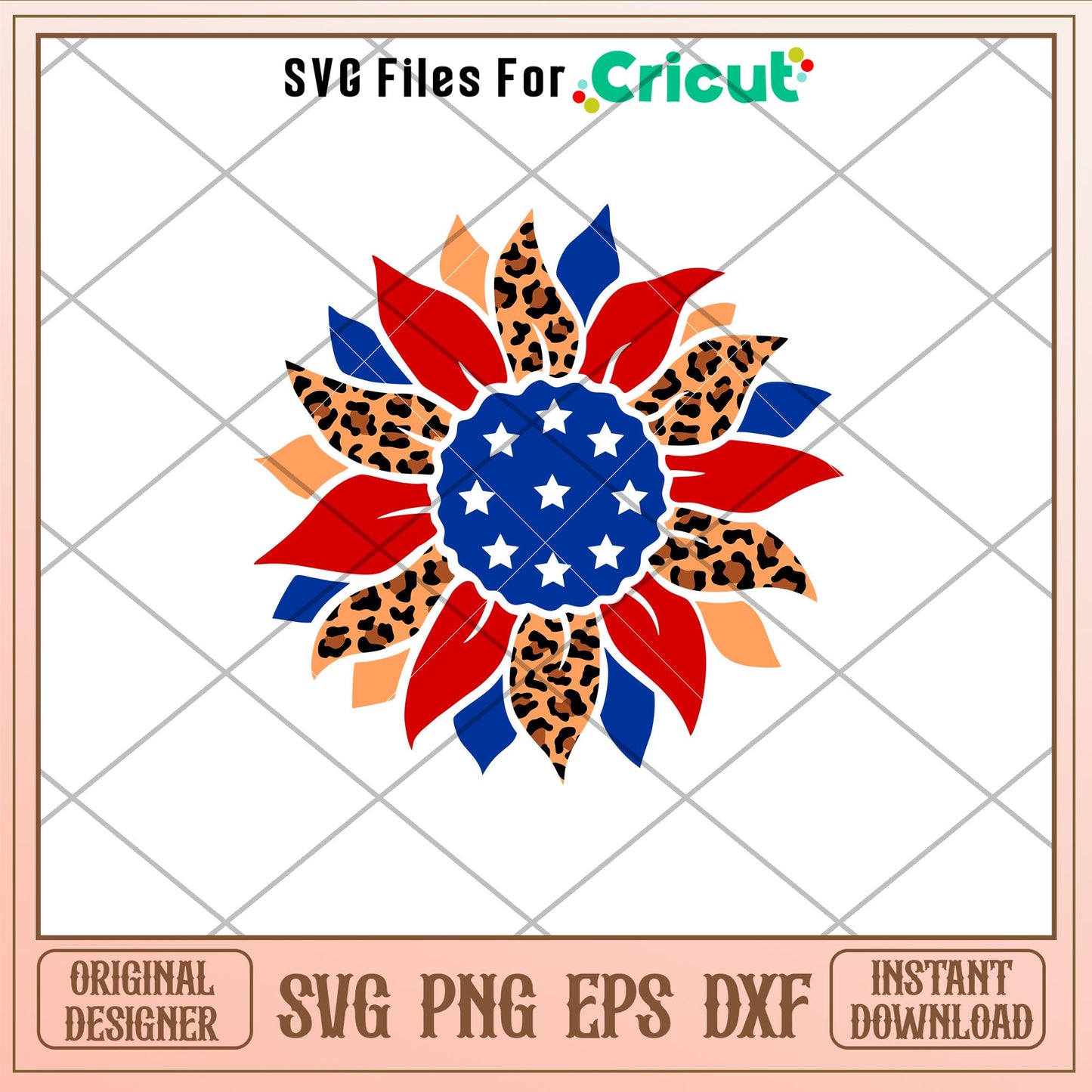 4th Of July Leopard Sunflower, Sunflower American Flag Leopard PNG