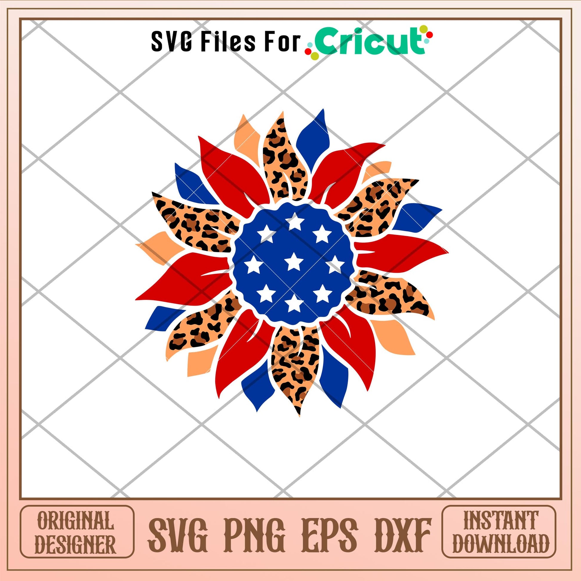 4th Of July Leopard Sunflower, Sunflower American Flag Leopard PNG
