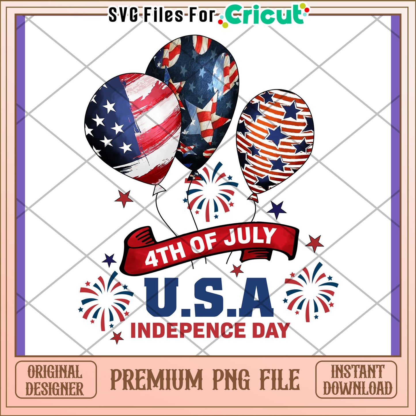 4th of July Balloons PNG Design