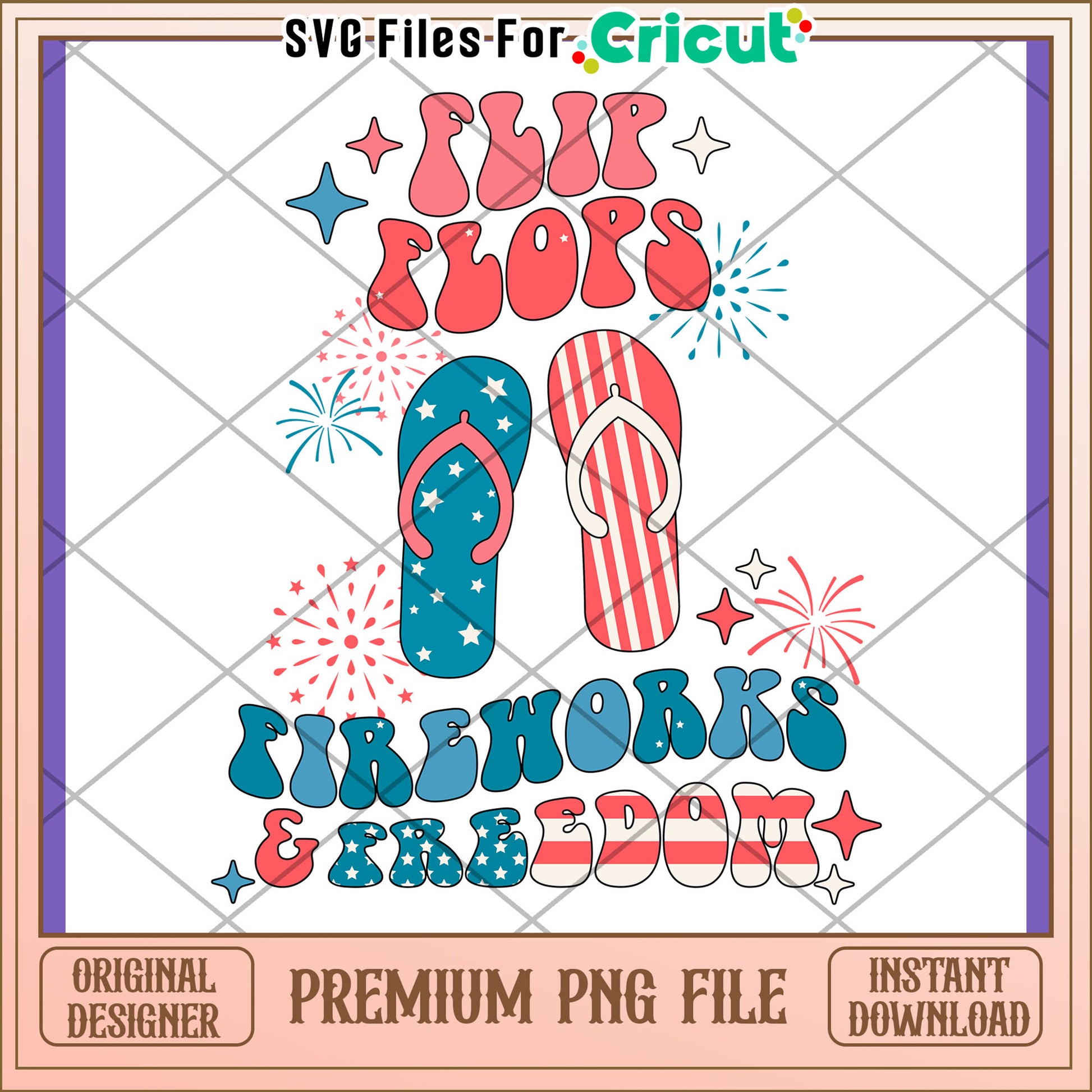 4th of July Flip Flops PNG Design