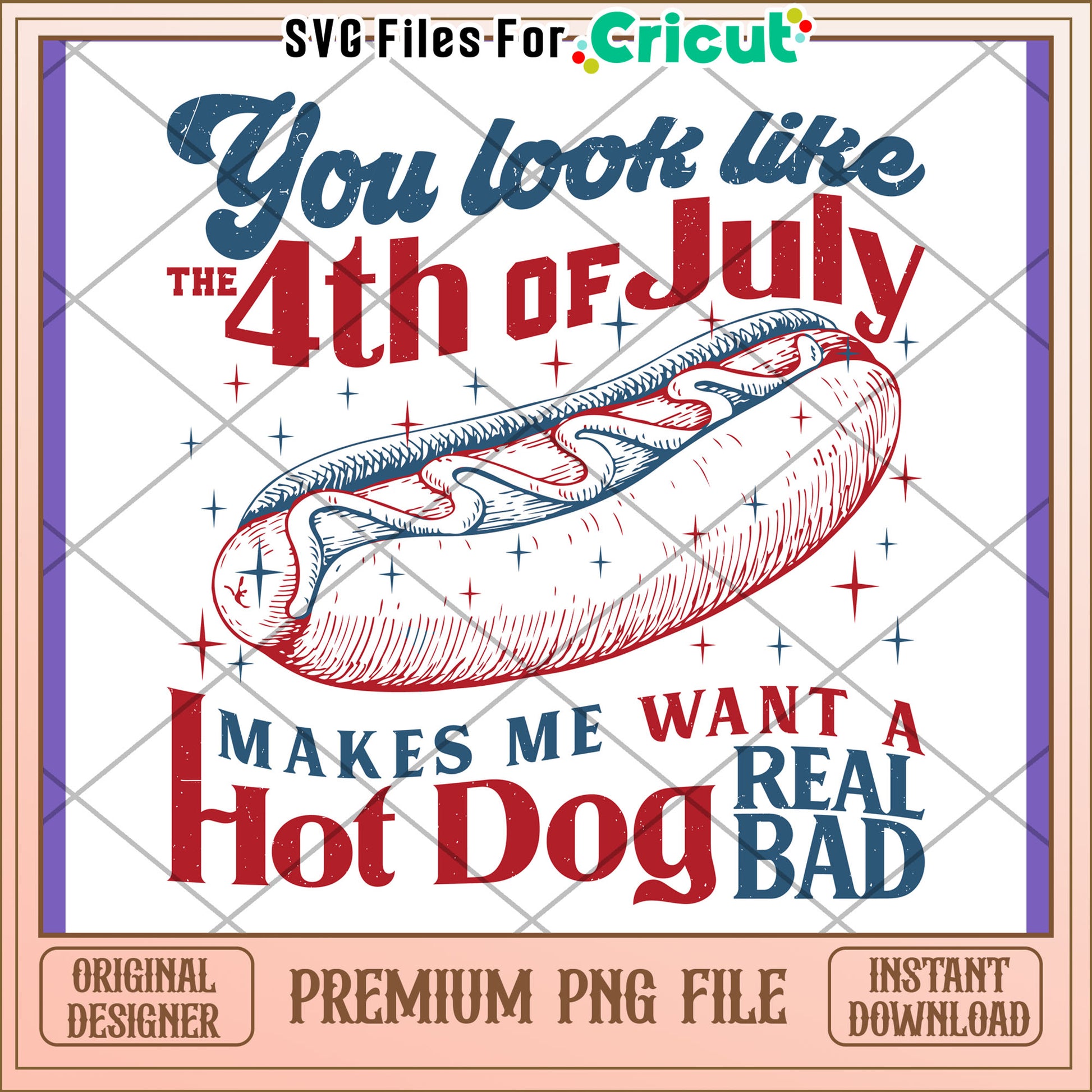 4th of July Hot Dog PNG Design