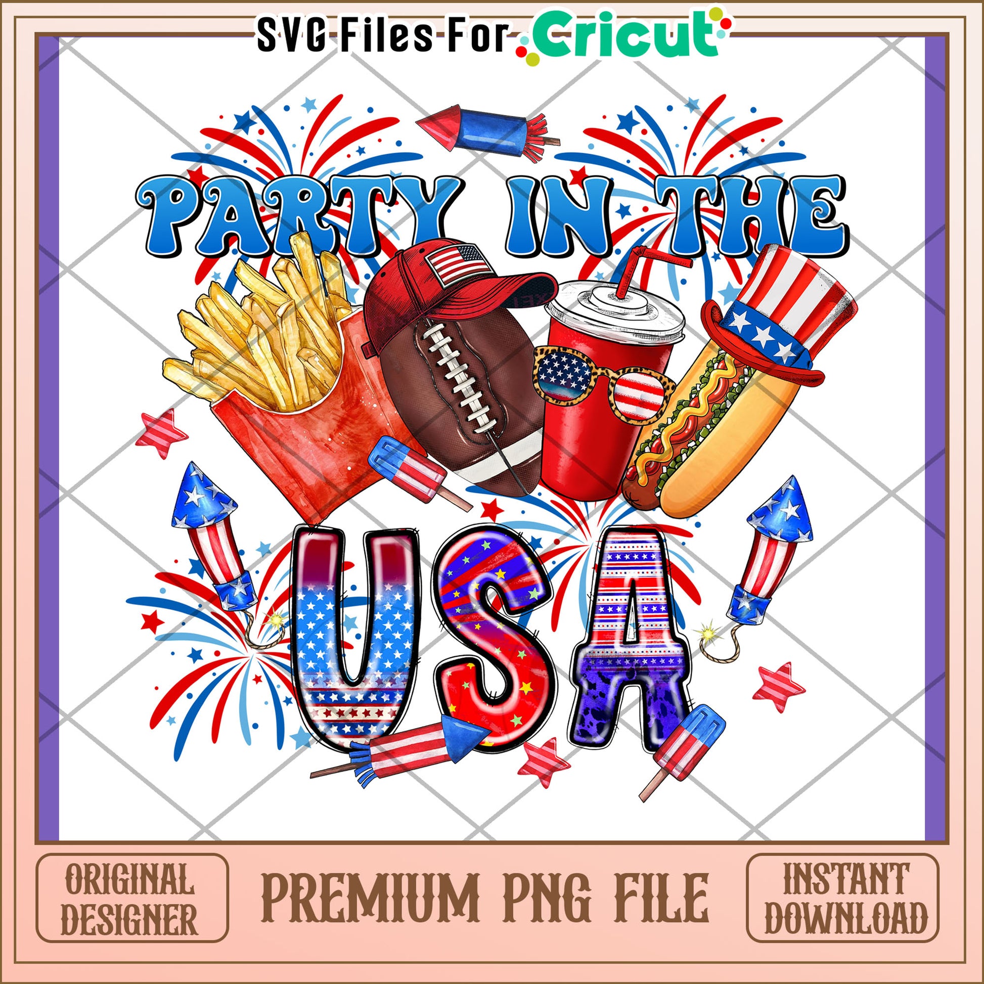 4th of July Party USA PNG Design
