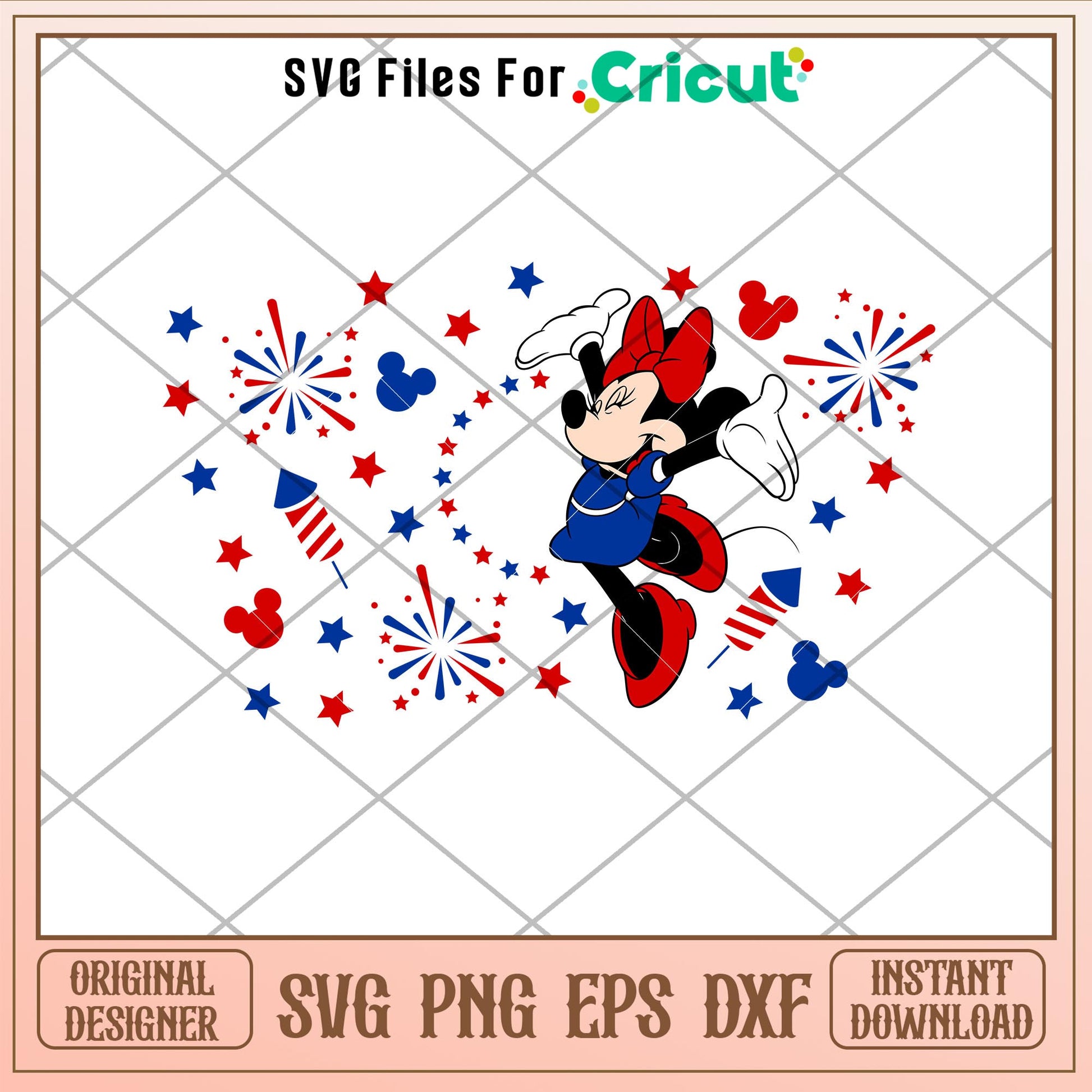 4th of July USA Ears Full Wrap, 4th of July USA Minnie Mouse Full Wrap Svg