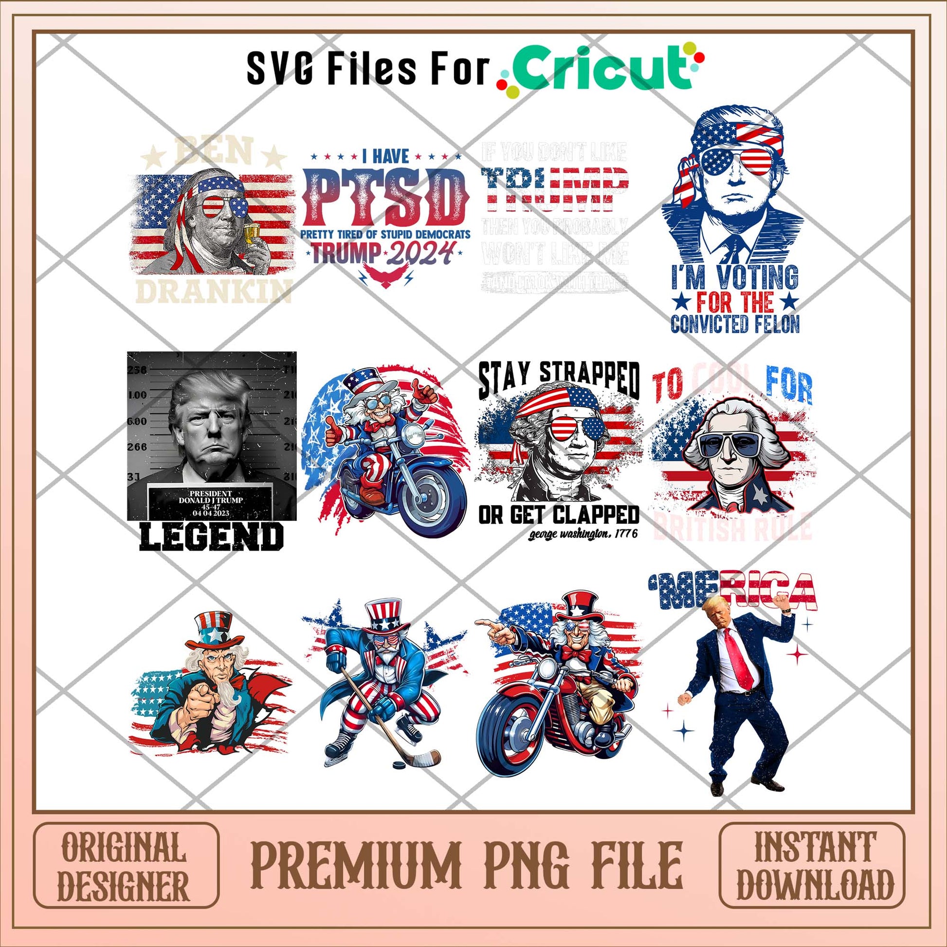 4th of july Donald Trump png bundle, USA day png - Svgfileforcricut