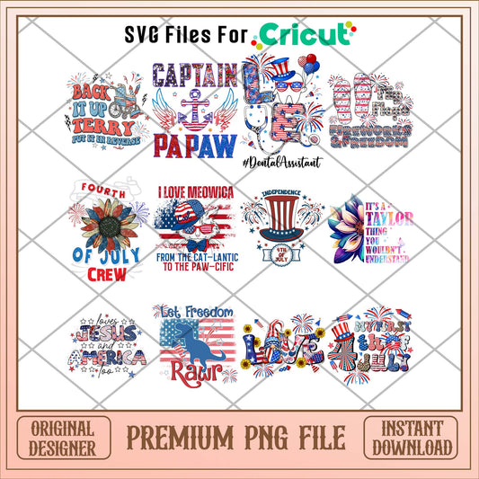 4th of july love png bundle, USA day png - Svgfileforcricut 