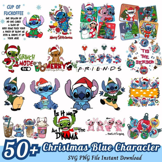 Stitch Christmas SVG PNG Bundle, Stitch cartoon bundle