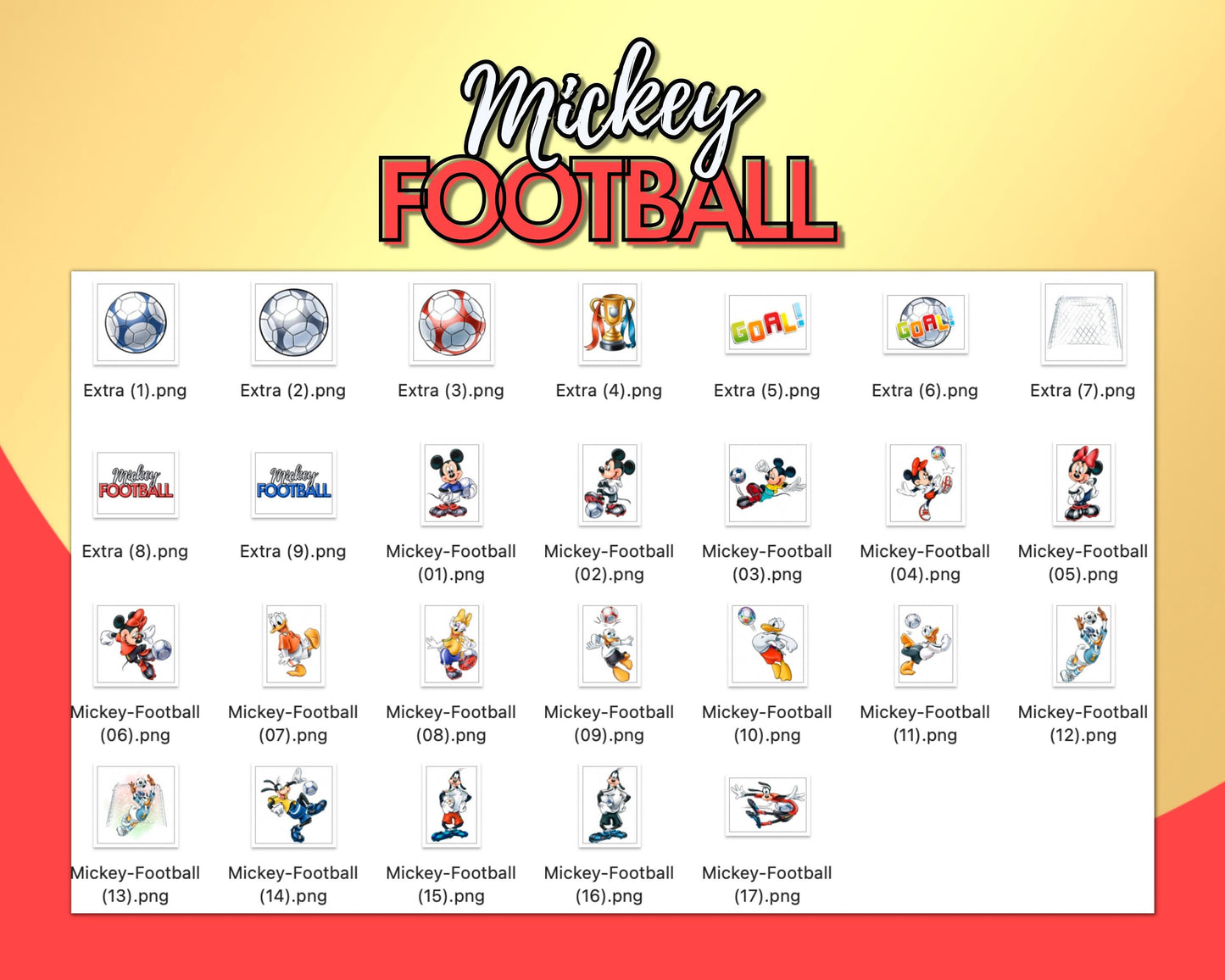 Mickey Football Clipart PNG bundle