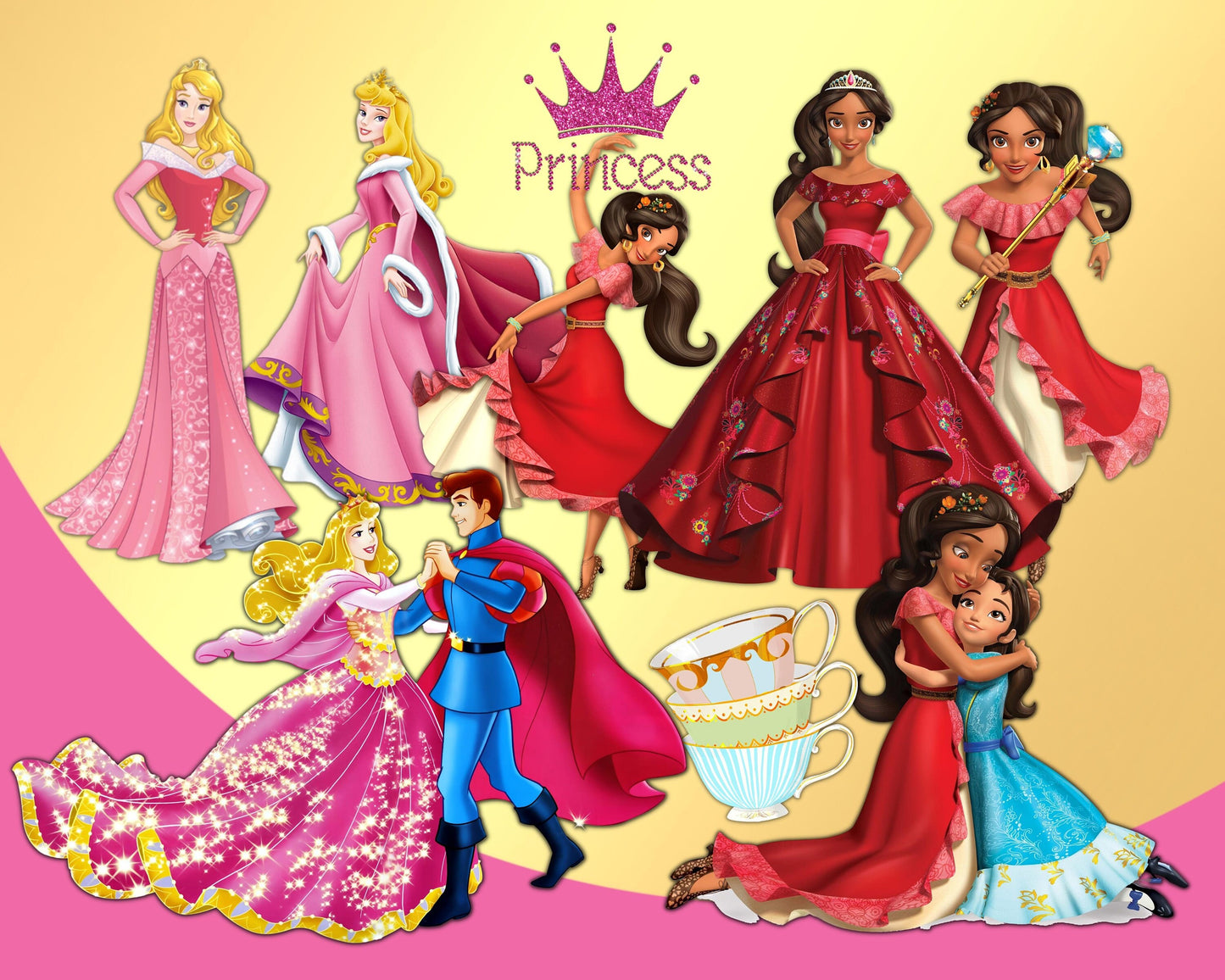 Disney Princess Clipart PNG Bundle