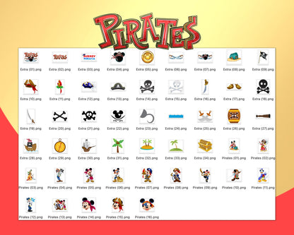 Mickey Pirates Clipart PNG bundle