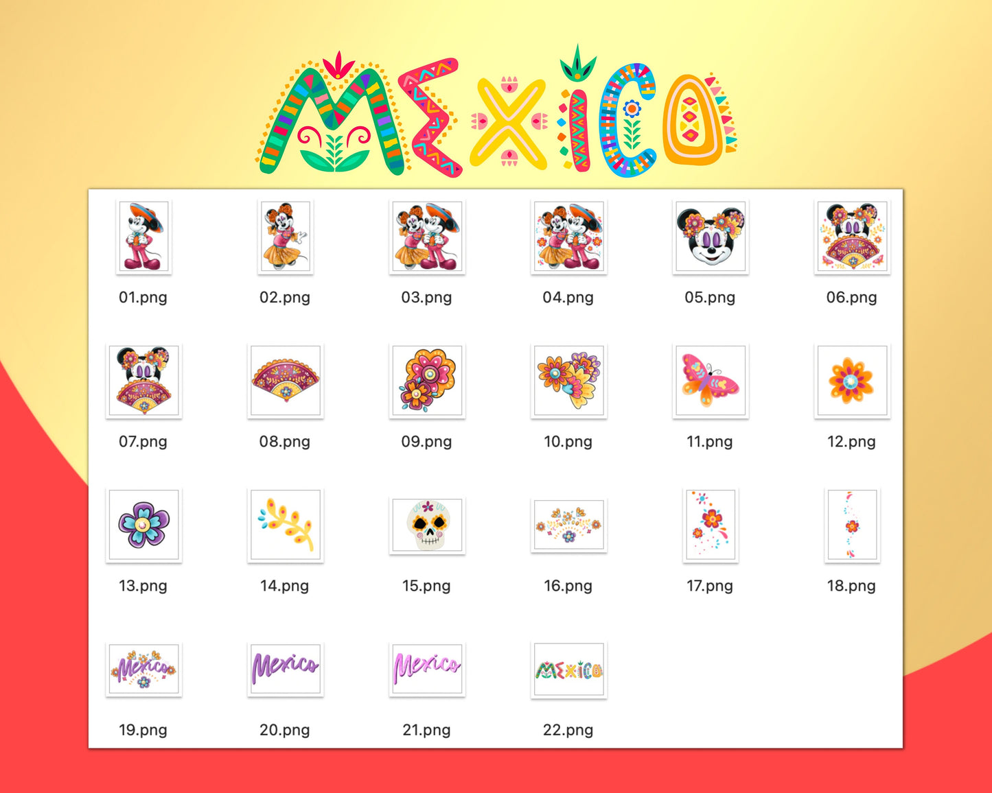 Mickey Mexico Clipart PNG bundle