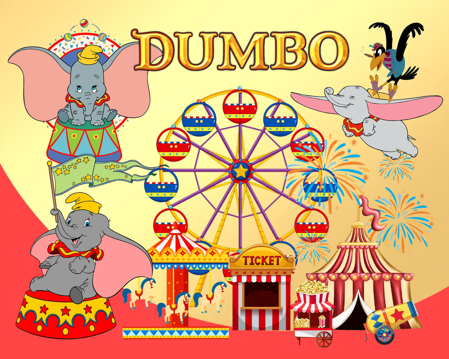 Dumbo PNG Clipart, Dumbo SVG Bundle