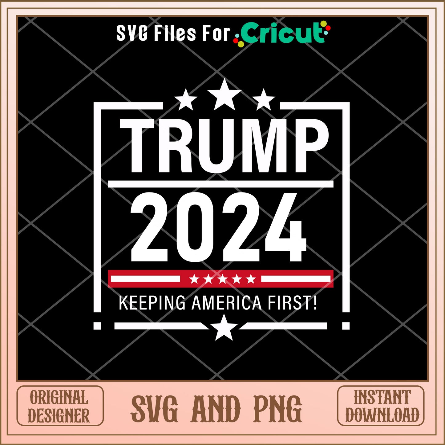 Trump 2024 keeping america first design SVG