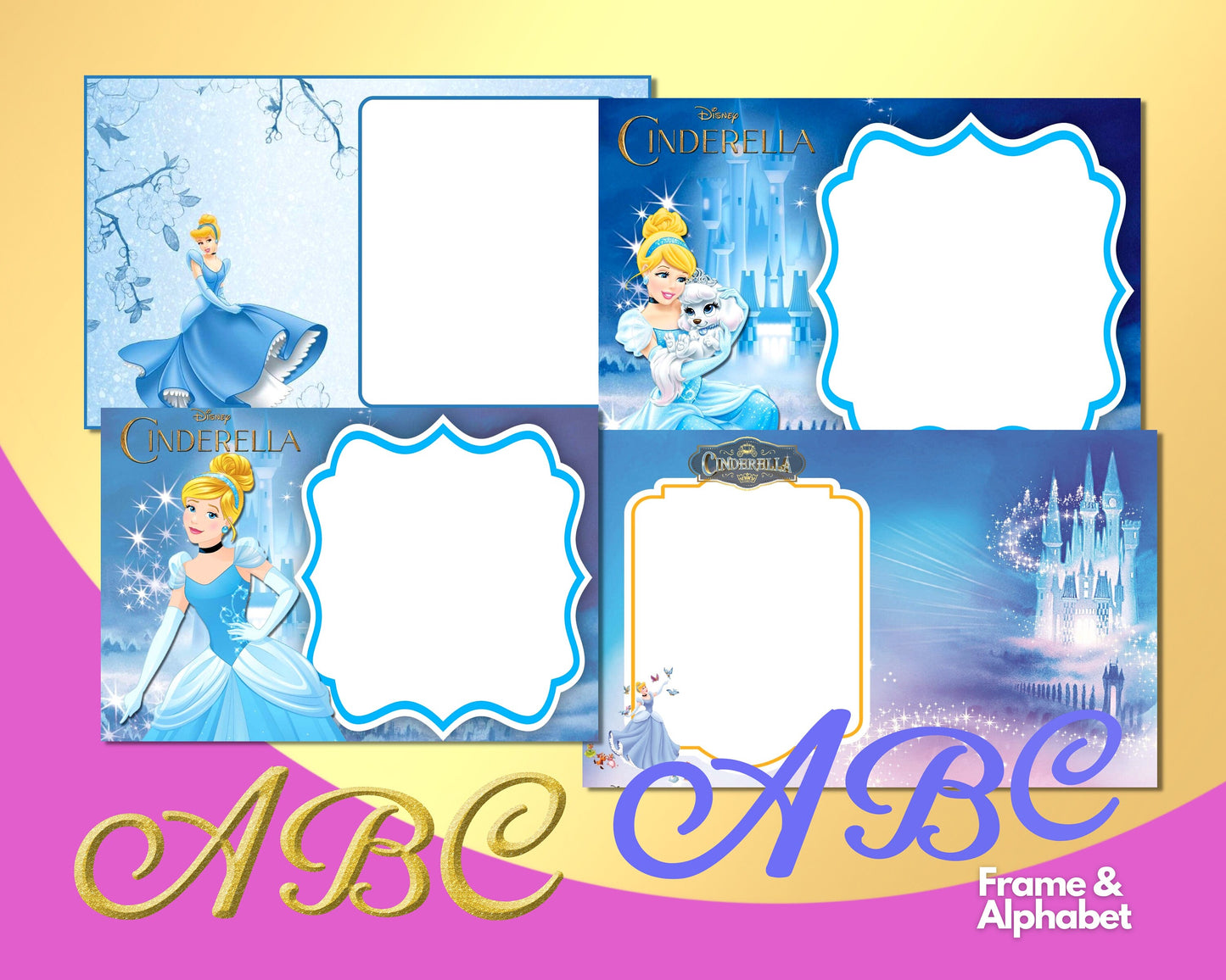 Cinderella disney Clipart PNG bundle