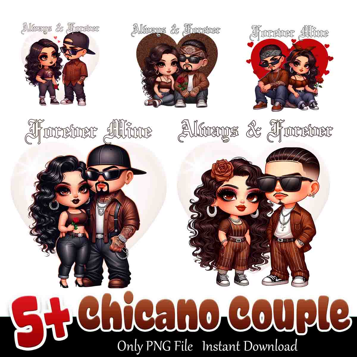 Chicano Cool Couple Valentine Design, Cool couples bundle