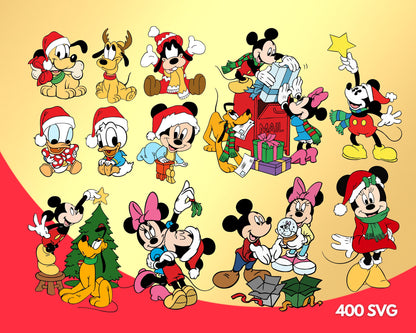 Mickey Christmas Clipart SVG, PNG bundle