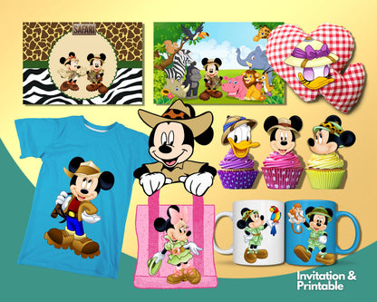 Mickey Safari Clipart PNG bundle