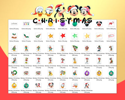 Mickey Friends Christmas Clipart PNG bundle