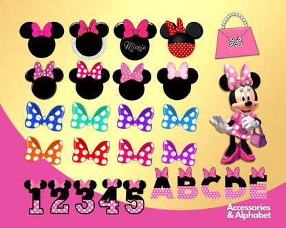 Minnie Mouse Pink Clipart PNG bundle