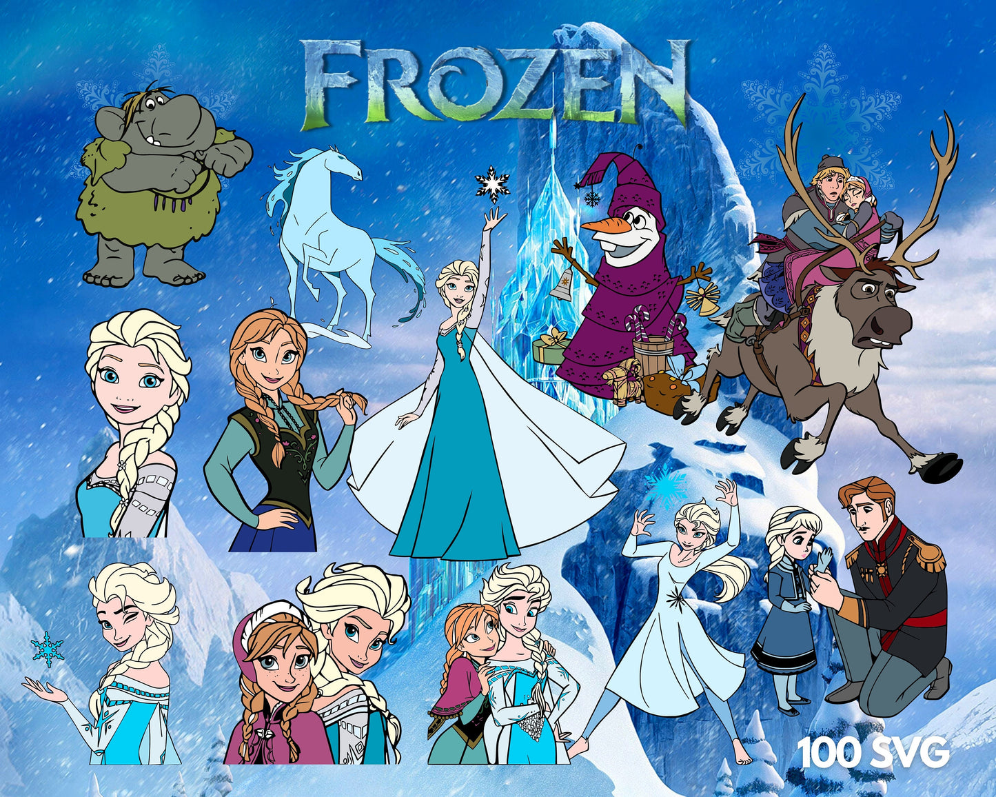 Frozen Clipart SVG, PNG bundle