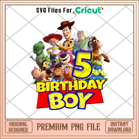 5th  Birthday Boy toy story png, Toy Story Characters png, Digital Download