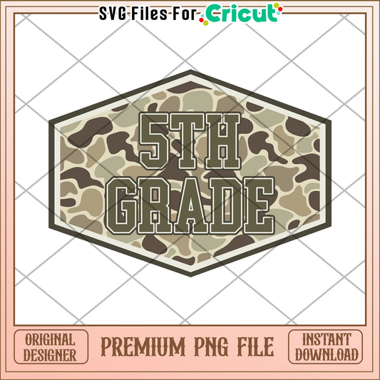 5th grade camouflage png, cute design png, back to school time​ png