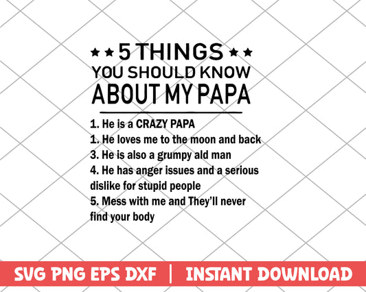 5 thing you should know about my papa mothers day svg 