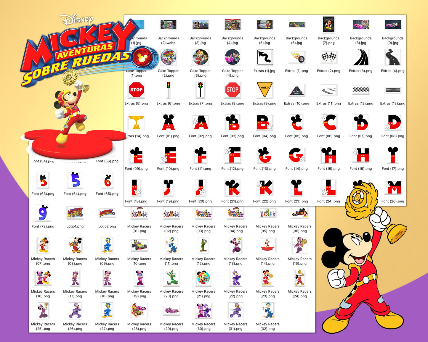 Mickey and Roadster Racers PNG bundle