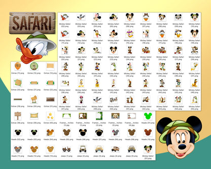Mickey Safari Clipart PNG bundle