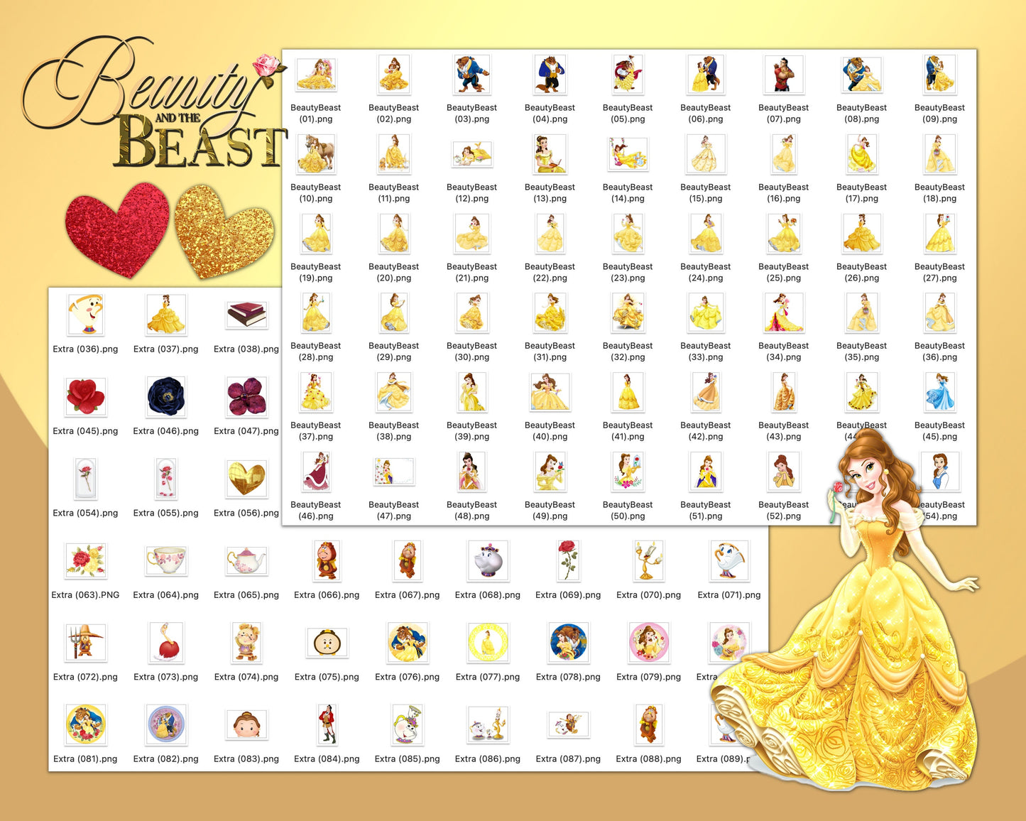 Beauty and Beast Clipart PNG, SVG bundle