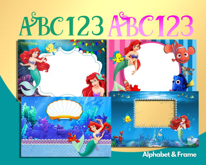 Little Mermaid Clipart SVG, PNG bundle